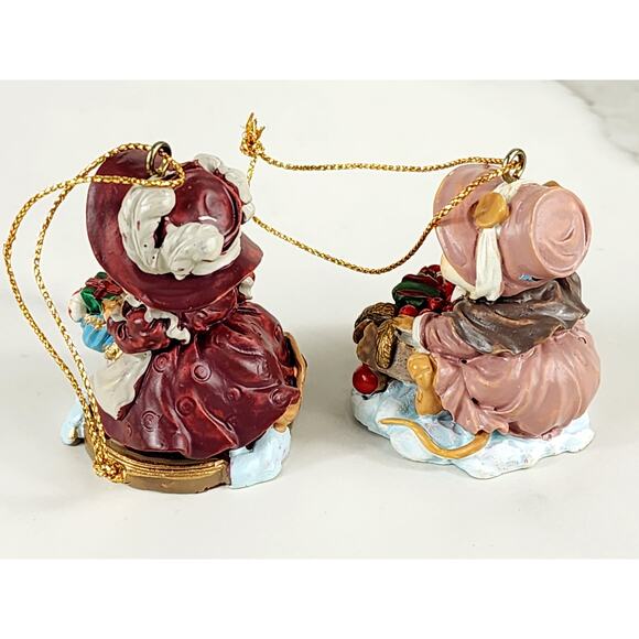 Ganz Mini Mouse Mice Tree Ornament Little Cheese 2" Resin 90s Figurine x2 Vtg - Picture 6 of 14